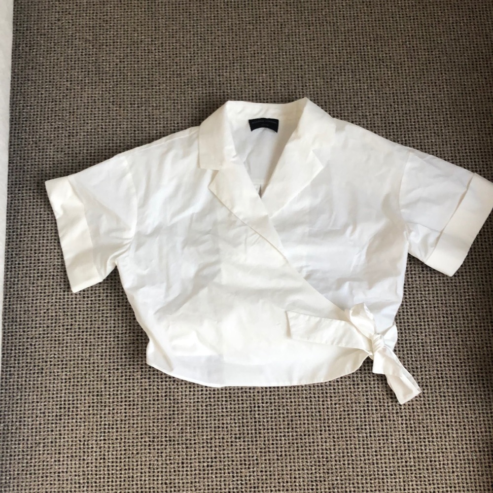 Modern Citizen Cropped White Wrap Blouse